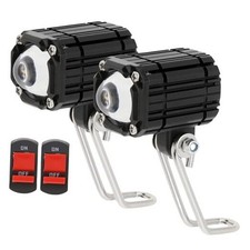 Motorcycle Auxiliary Spotlight Fog Light, 32W Yellow White 4 Mode Super Black
