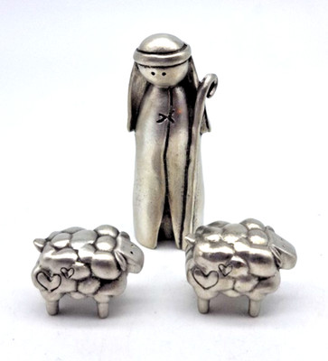 Lisa Leonard Designs Pewter Nativity Collection Add-ons Shephard and Two Sheep