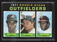 1971 Topps #709 Outfielders Rookie Stars - Baker / Baylor - EX/EX+ High # RC