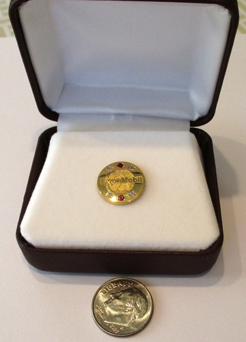 10K or 14K Gold Genuine 2 Ruby, 4 Diamond Exxon Mobil Tie Tack/Lapel ...