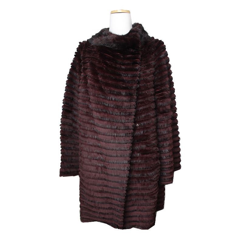 Cappotto lana cashmere pelliccia visone maglia bordeaux altra marca 66 115103956