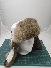 Mad Bomber White Nylon Rabbit Fur Trapper Hat Ear Flaps Size Medium 22"