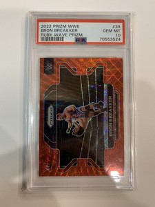 2022 Panini Prizm WWE - Bron Breakker #39 Ruby Wave Prizm (RC) PSA 10