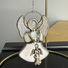 ANGEL ORNAMENT SUN CATCHER STAINED GLASS IRRIDESCENT PRAYING HANDS Loss READ