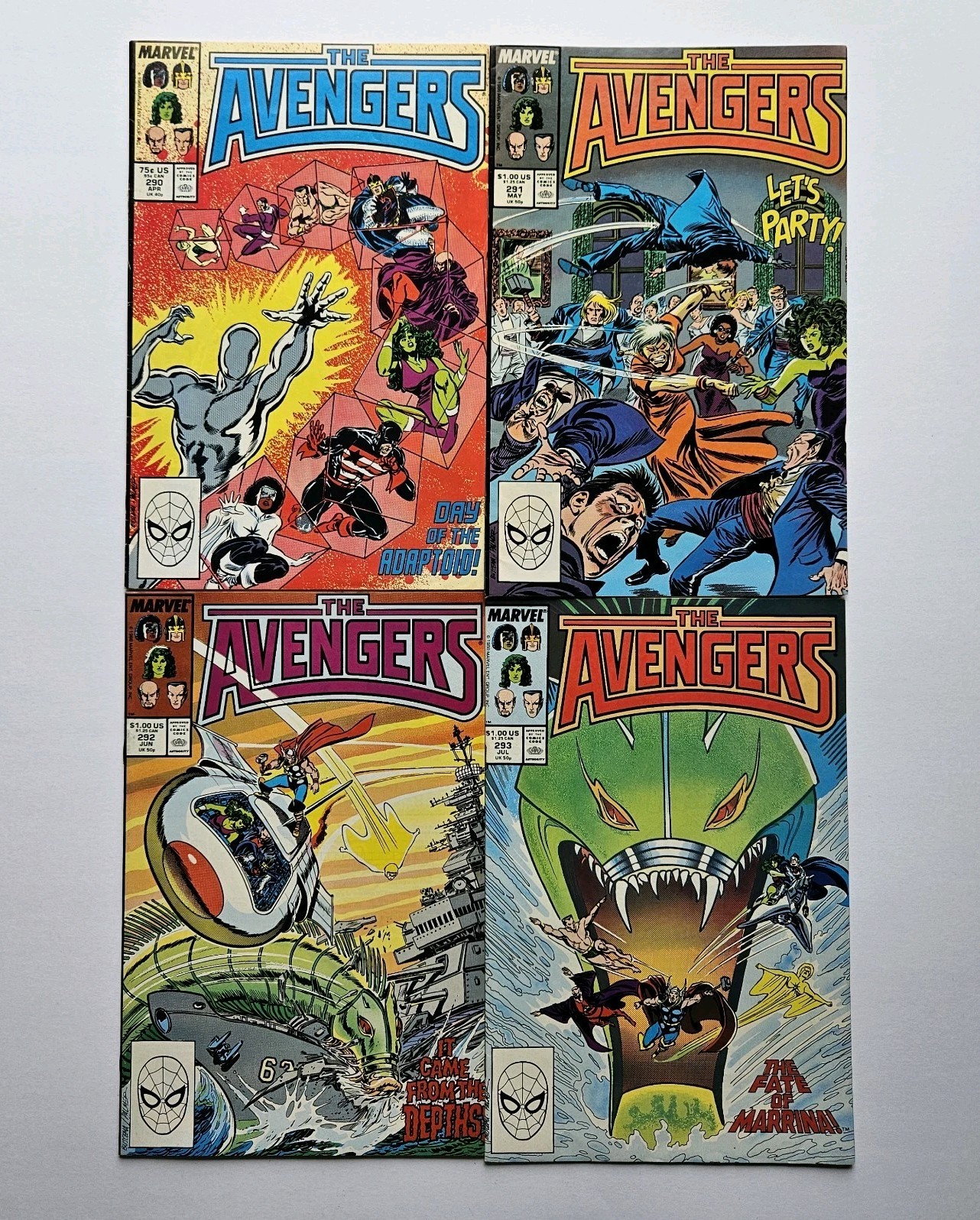 Vintage Lot Of 4 AVENGERS 290-293 #290 #291 #292 #293 Marvel 1987 FN-VF (a)