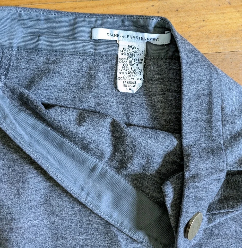 Saia lápis feminina Diane Von Furstenberg elegante lã cinza tamanho 4 - Imagem 4 de 4