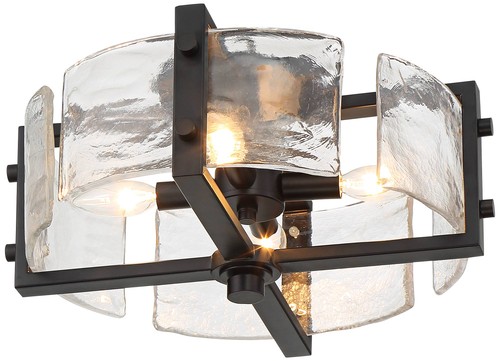 Adri Modern Ceiling Light Flush Mount Fixture 16 1/2" Black 4-Light Glass Shade - Picture 5 of 6