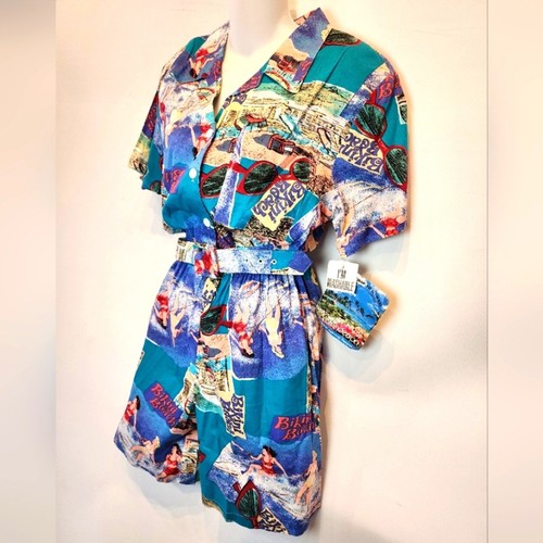 New Vintage Bikini Beach Romper Shorts NWT Tropical Hawaiian Playsuit USA 12P