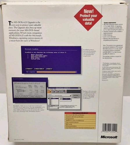 MS DOS 6.21 Upgrade 3.5" Big Box Rare Version Complete & 6.22 Step up. Tested - Picture 2 of 10