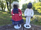 Vintage Americana Apple Headed Dolls, Lot Of 2, With Stands — photo 1