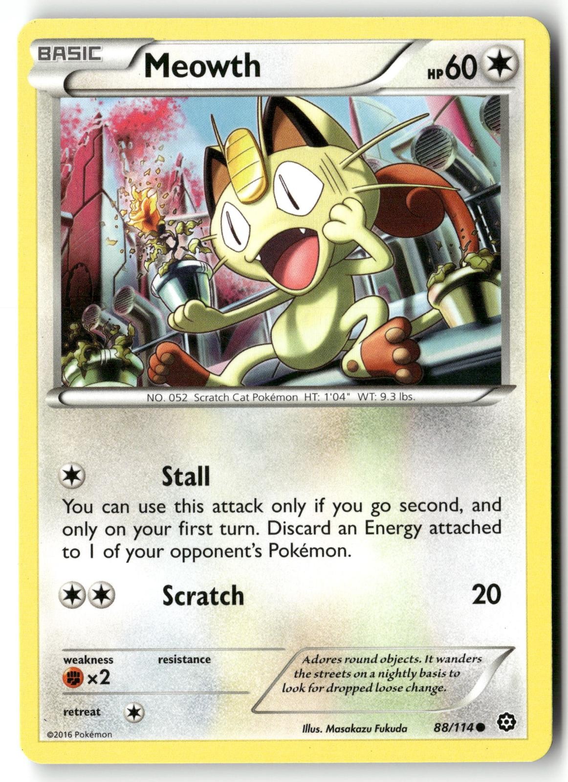 Meowth 88 Steam Siege Pokemon Common Near Mint