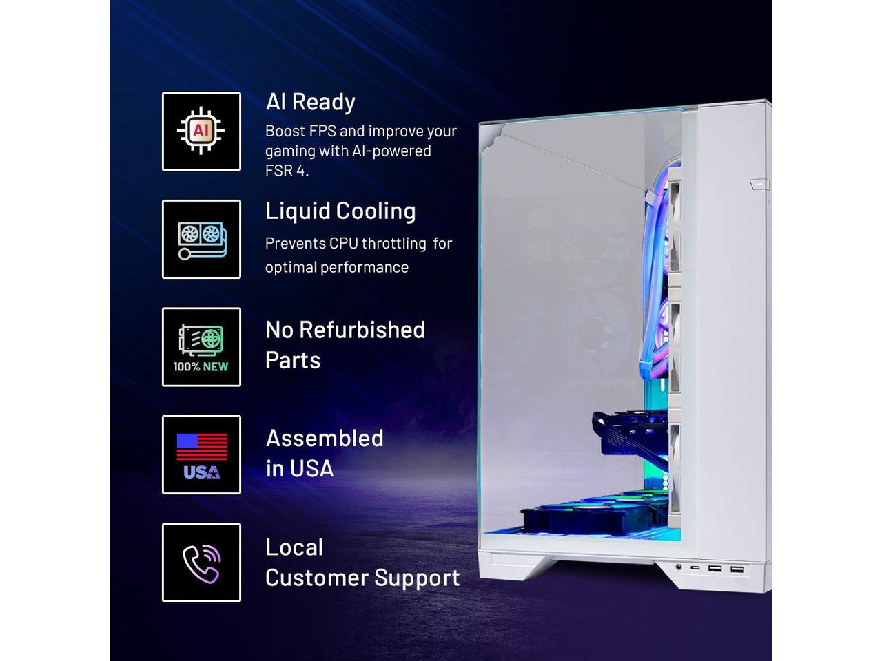 Gaming O11 Vision Gaming PC, AMD Ryzen 7 7700X 4.5GHz, AMD RX 9070 XT ...