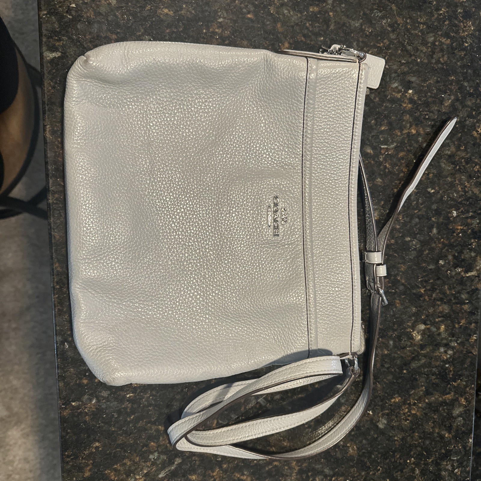 light blue coach crossbody leather purse