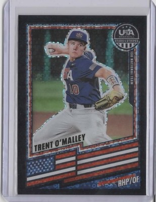 2026 USA Baseball Stars and Stripes Prizm  Black Disco #196 Trent O'Malley   1/1