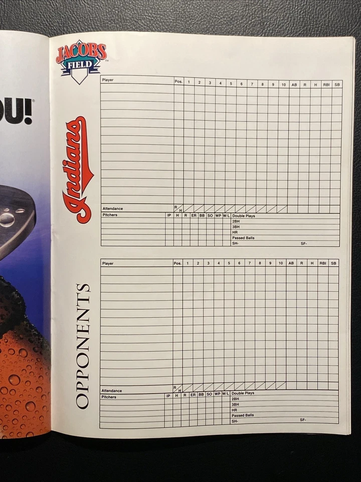 1995 Cleveland Indians Game Face Scorecard Magazine Vol #9 #5 - Image 3 of 3