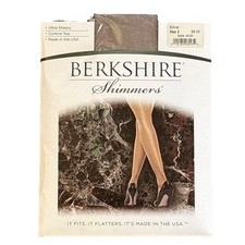 BERKSHIRE SHIMMERS Control Top SILVER Pantyhose Size 2 Ultra Sheer Leg 4429