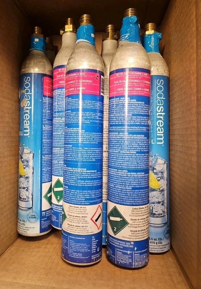 LOTE DE 10 botes Sodastream usados 60L cilindros de CO2 VACÍOS Soda Stream Twist Foto 2 de 2