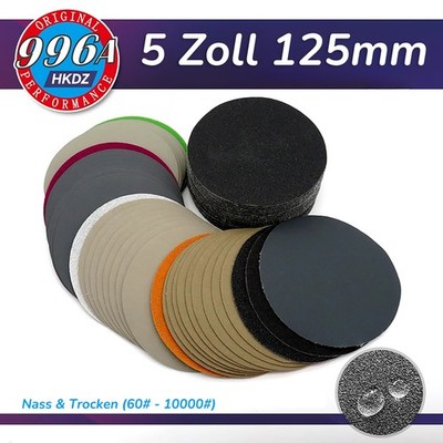 125mm Schleifscheiben Schleifpads Körnung 60-10000 Klett Exzenter Nass & Trocken