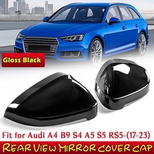2X Schwarz Spiegelkappen Spiegel Gehäuse für Audi A4 B9 8W S4 A5 F5 S5 2016-2024