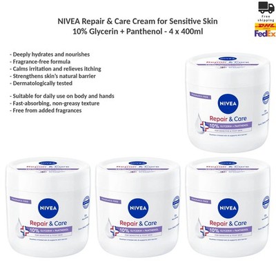 NIVEA Repair & Care Sensitive Body Cream Intensive Care for Sensitive Skin x4