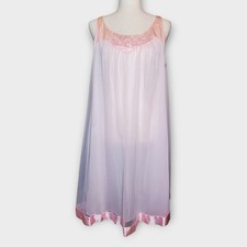 Vintage GOSSARD ARTEMIS Pink Nylon Chiffon Negligee Size M Nightgown