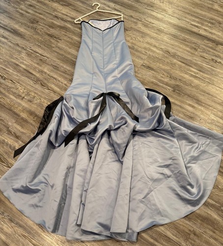 NUEVO CON ETIQUETAS DE COLECCIÓN Y2K Jessica Mcclintock Azul Claro Satén Sin Tirantes Largo Formal Vestido 6 - Imagen 13 de 21