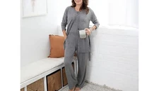 Cuddl Duds Reg Seriously Soft Sweater Knit 3 Pc Lounge Set A606191 Gray Large