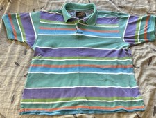 Vintage Eddie Bauer Shirt Men Medium 21.5  X 25 Polo Colorful Faded Short Sleeve