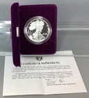 1990 S Proof American Silver Eagle - With Box & CoA