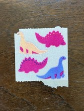 Vintage 1986 Sandylion Fuzzy Dinosaur Sticker Sheet of 4, Dino