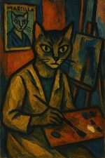 Ernst Ludwig Kirchner Marcella Katze Gemälde  Poster Kunstdruck Kunst Art
