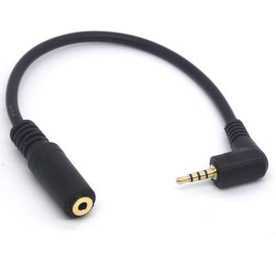 90 Deg Angle 2.5mm Male To Female Cable Headphone Audio Converter 4 Poles Stereo