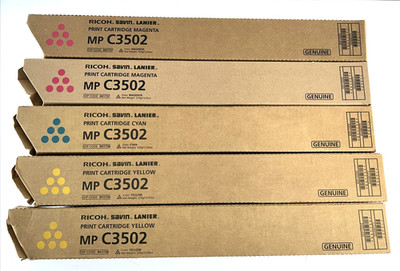 LOT 5x GENUINE Ricoh MP C3502 2x Yellow 2x Magenta 1x Cyan Cartridges *OPEN BOX!