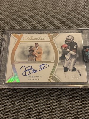 2025 Panini Flawless Tim Brown Hall of Fame Autographs On Card /25 Raiders NFL