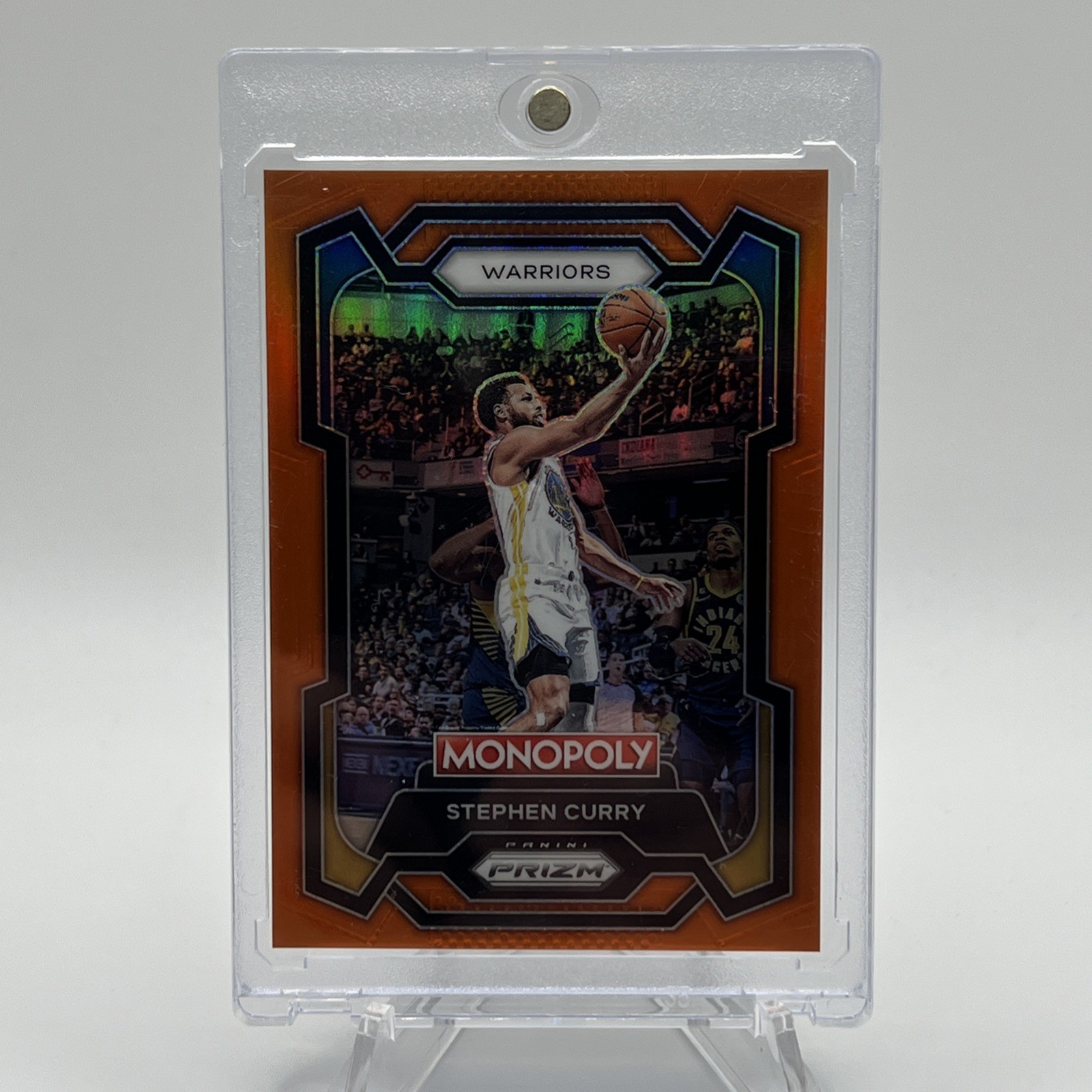 2023-24 Prizm Monopoly Stephen Curry Orange Prizm SSP #28 S/N# 73/124 Warriors