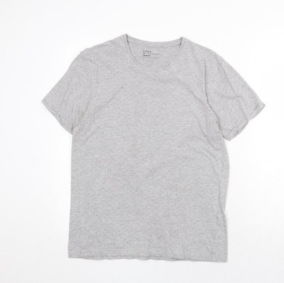 FSBN Herren T-Shirt grau gepunktet Baumwolle Größe M Rundhals