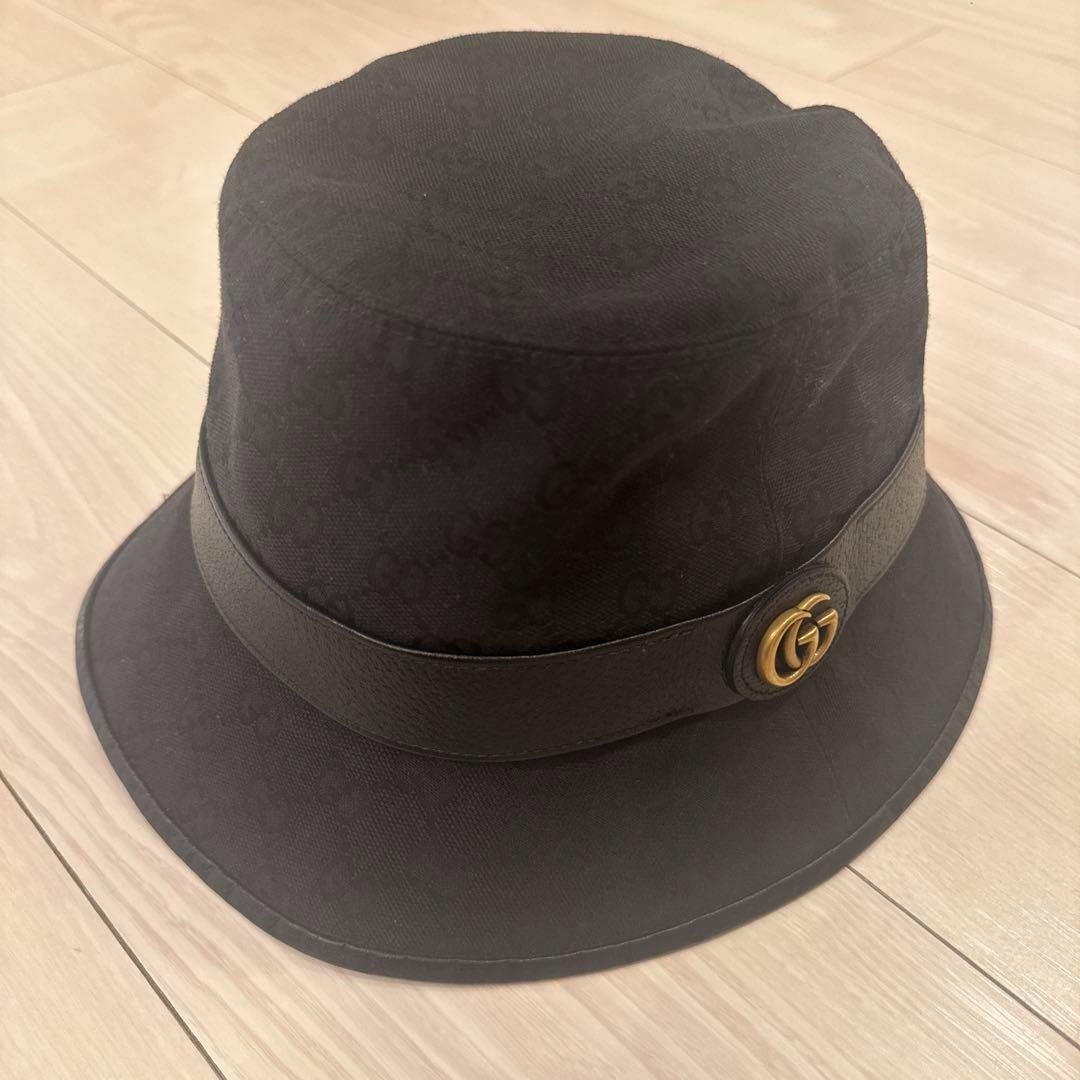 GUCCI Bucket Hat GG Canvas Marmont Black SizeXL | eBay