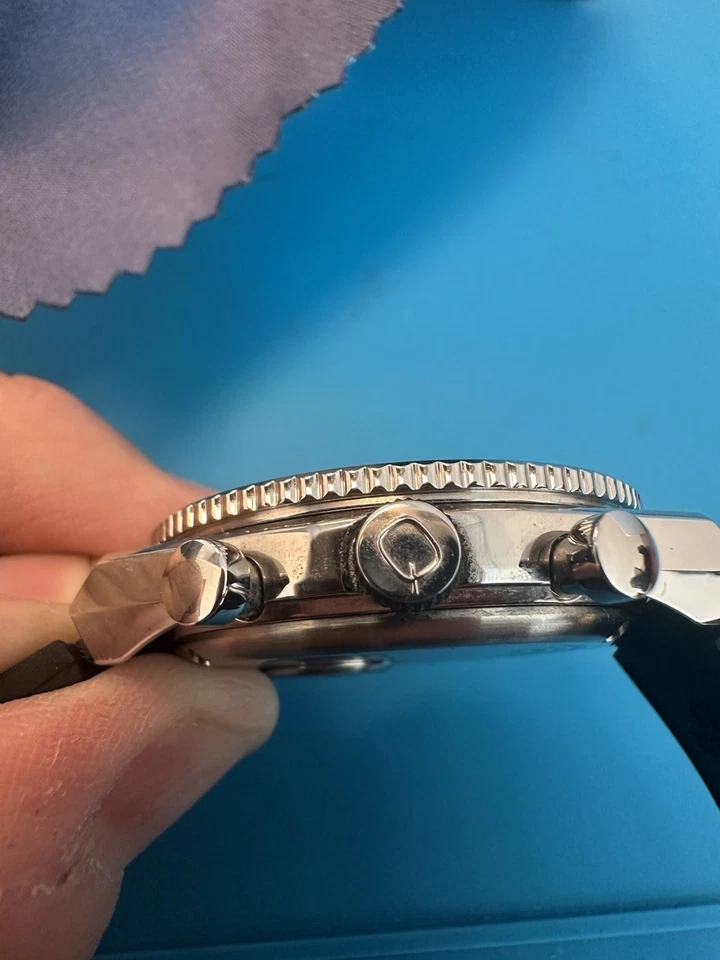 Timex Q Chronograph Watch Men 40mm Black  Dial Steel Date GMT Round  - Image 4 of 4