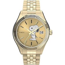 Timex TW2V47300, Peanuts-Snoopy Goldtone Bracelet Watch, 38MM Case, 36MM Case