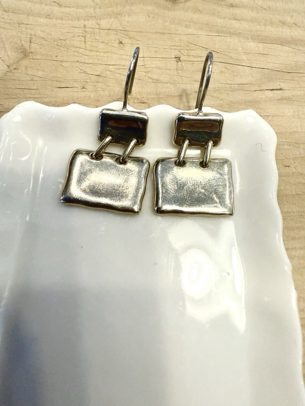 Geometric Silver Statement Dangle Earrings feat L… - image 2