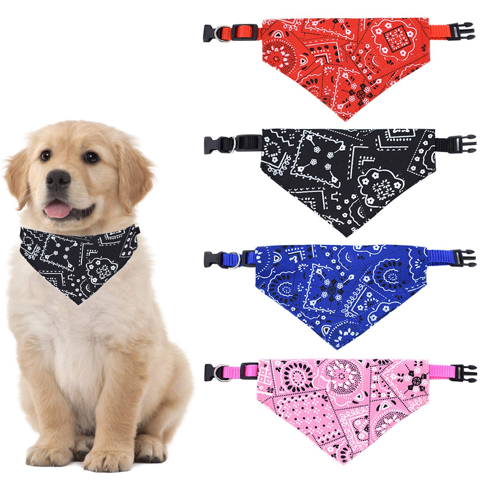 HACRAHO Bandane Cani Economiche 4 Pezzi - Regolabili e Lavabili
