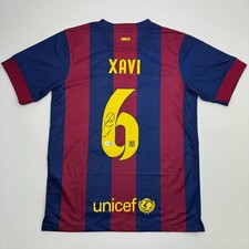 Autographed/Signed Xavi Hernandez FC Barcelona Blue Jersey Beckett BAS COA