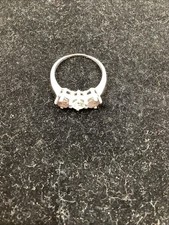 10 Karat White Gold Ring With Three Gemstones 3.10gms