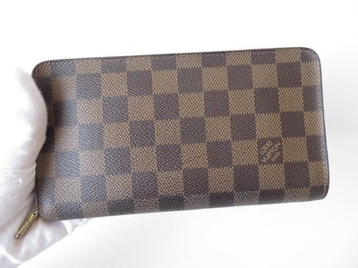 7/4お取引希望 LOUIS VUITTON 長財物 Authentic LOUIS VUITTON Damier Ebene Porte Monnaie Zip Around Long
