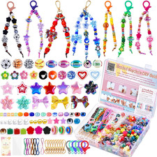 883 PCS Bead Keychain Making Kit with Video Tutorials Gift Bags Colorful Beade