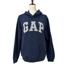 GAP Hoodie Sweatshirt Cotton Blend Navy Blue Embroidered Logo Women's Small