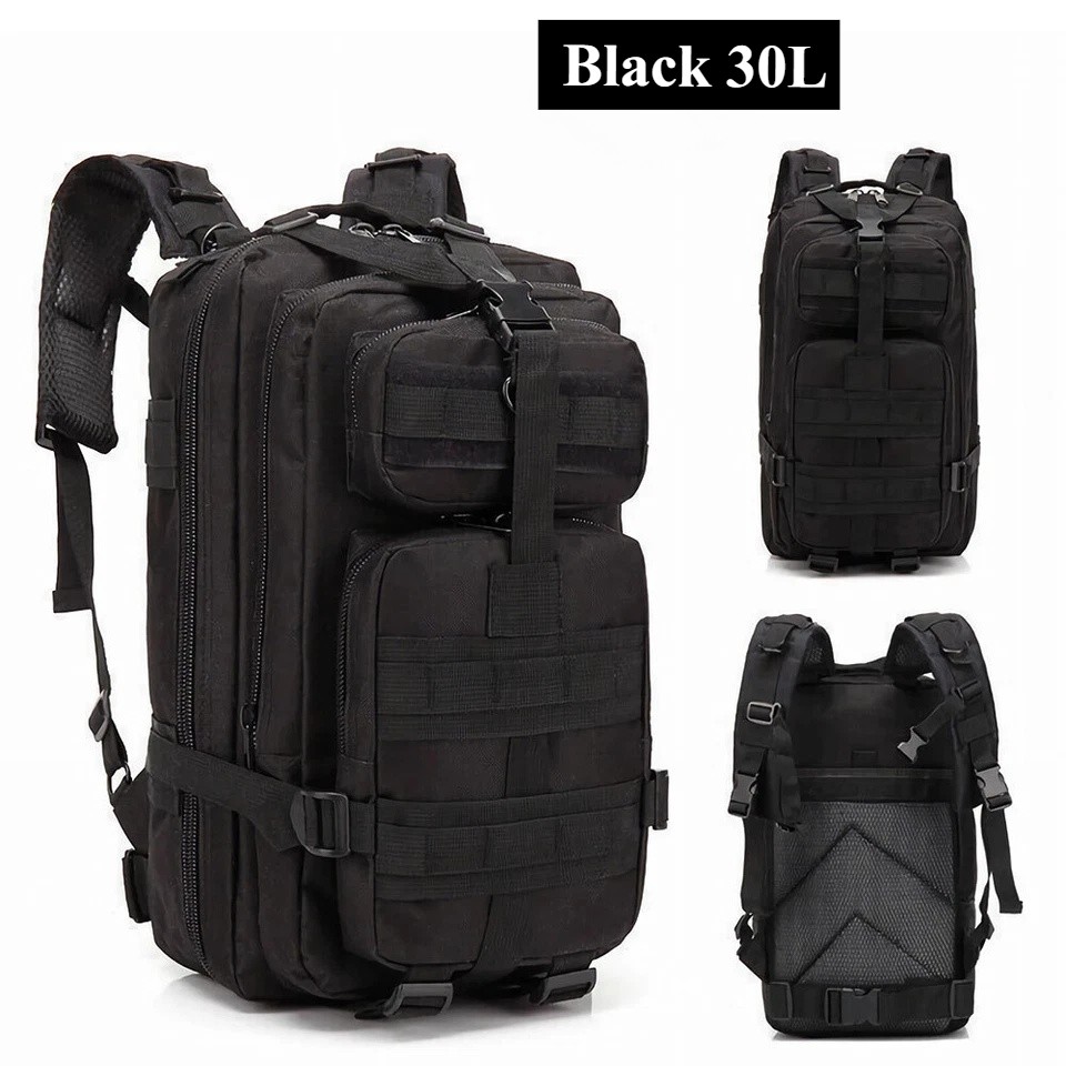 30L Outdoor Military Black Tactical Rucksack Backpack Camping Hiking Travel Bag