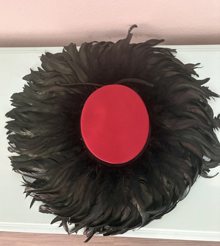 Vintage 1950s Black Feather Hat Flo Raye Event Hollywood Glam Cocktail Wedding - Image 4 of 4