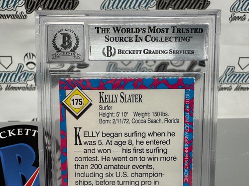 KELLY SLATER AUTOGRAPHED 1993 RC SI FOR KIDS #175 ON CARD BECKETT BGS SLABBED 10 - Picture 7 of 8