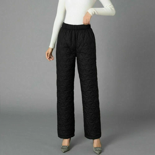 Women Thick Pants Padded Quilted Thermal Trousers Elastic Waist Sweatpants Grey - Bild 15 von 32